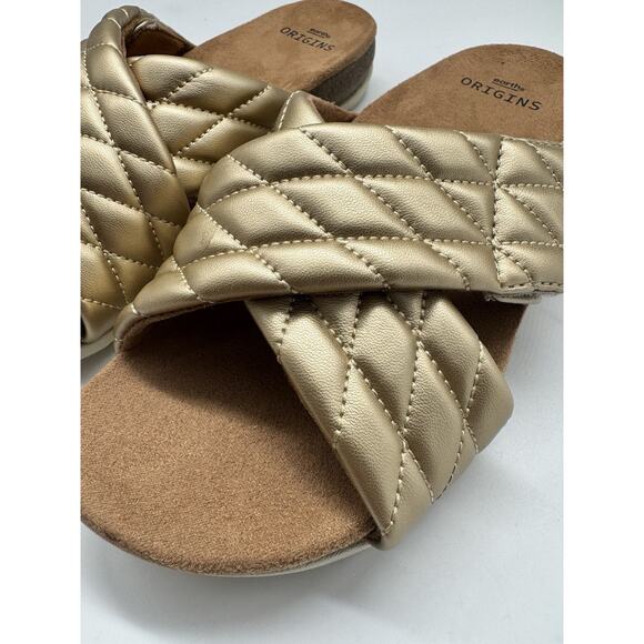 NWB Earth Origins Oceana Gold Quilted Slip On Strappy Sandals Women’s Size 6 - Picture 3 of 9